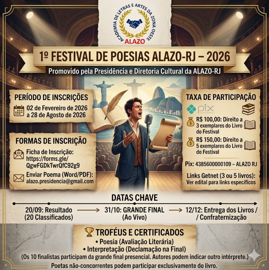 1º FESTIVAL DE POESIAS ALAZO-RJ – 2026
